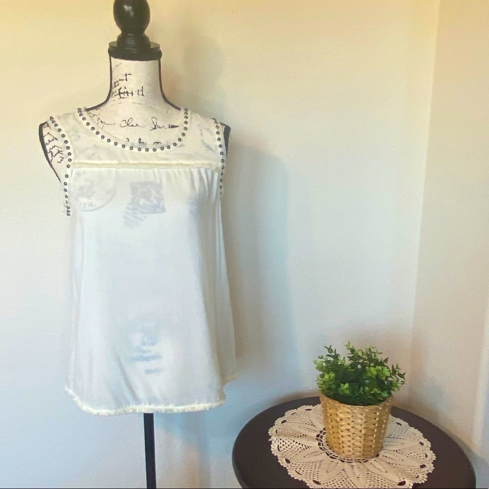 Madison Scotch Studded Cream Tank